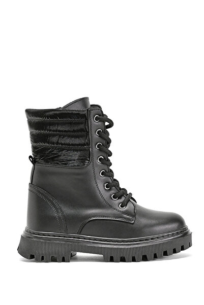 Tonny Black Kız Çocuk Siyah Cilt Termo Taban Yanı Kapitone Desenli Bağcıklı v...