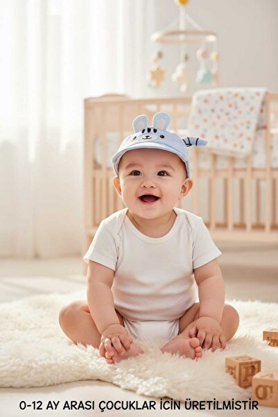 Aware Time 0-6 Ay Unisex çocuk Arkası Lastikli Figürlü Yazlık Kasket Şapka