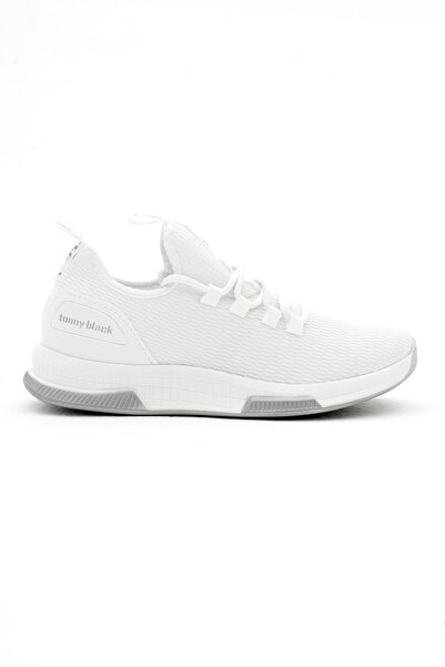 Tonny Black Unisex Beyaz Nefes Alabilen Kumaş Poli Taban Bağcıklı Spor Ayakkabı