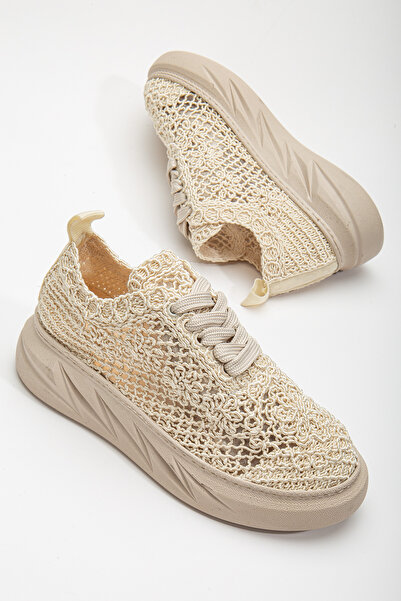 Tonny Black Γυναικεία παπούτσια από ύφασμα Nude Lace με Χοντή Σόλα Lace-Up Spoir