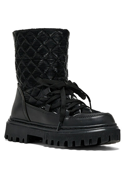 Tonny Black Çocuk Unisex Siyah Termo Taban Kapitone Dikişli Fermuar Detaylı K...