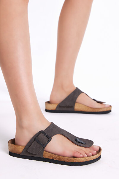 Tonny Black Flip Flops din nubuc, unisex, maro, cu talpă confortabilă, cu cat...