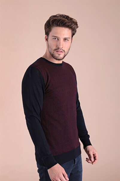 Ferraro Pulover din lână superfină cu guler rotund - Bleumarin