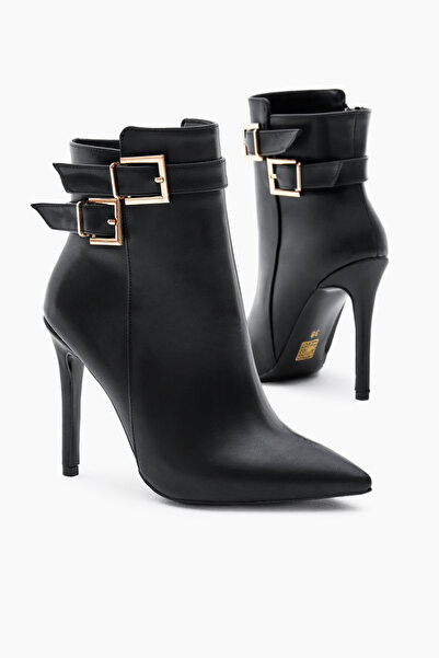 Tonny Black Γυναικείες μαύρες μπότες Neolite με διπλή πόρπη με λεπτομέρεια με...