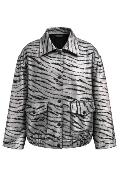 Retrobird Design Brooklyn Bomber Jacket Women Silver Color