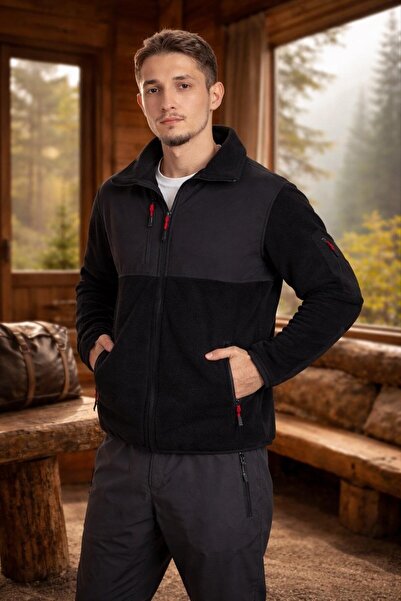 Vatan Tekstil Erkek Slim Fit Tam Fermuarlı 4 Cepli Dik Yaka Softshell Garnili Polar