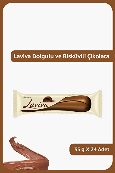 Ülker LAVİVA Sütlü ve Bitter Çikolata Dolgulu ve Kakaolu Bisküvili Bar - 35 g...