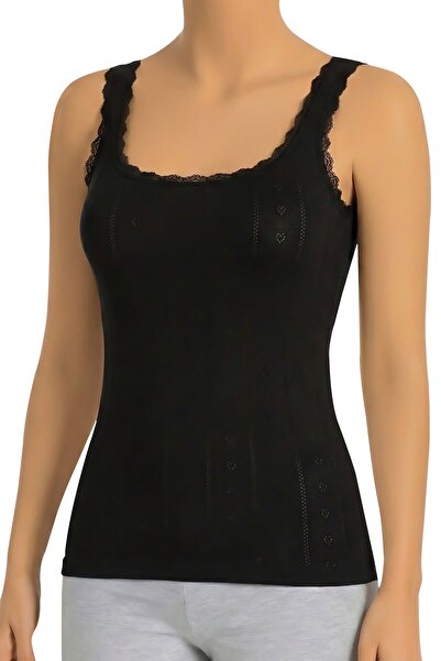 Öts Γυναικείο Μαύρο Ζακάρ Βαμβακερό μοτίβο Χοντρό λουράκι κάτω από βαμβακερό