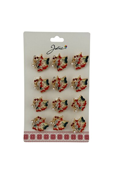 Flippy Set of 12 Red Butterfly Brooches
