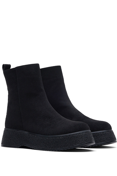 Tonny Black Γυναικείες μαύρες σουέτ μπότες άνετη εφαρμογή με φερμουάρ