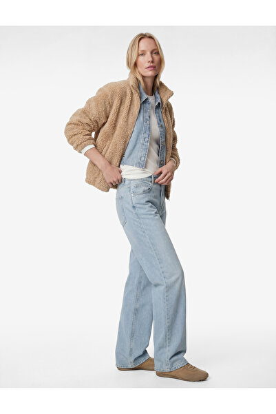 Koton Μακρυμάνικο βελούδινο μπουφάν με φερμουάρ, άνετη εφαρμογή, κρυφές τσέπε...