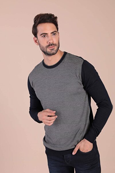 Ferraro Bisiklet Yaka Superfine Yün Kazak - Lacivert