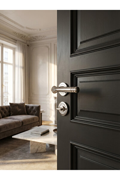 zerafev Lüks Yalı Koleksiyonu Yuvarlak Rozetli Alüminyum Kapı Kolu (Kapı Kulb...