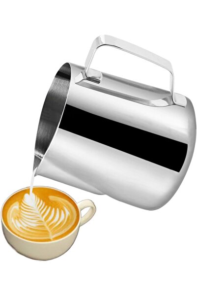 Revoon إبريق رغوة الحليب من الفولاذ المقاوم للصدأ سعة 600 مل مع ملاعق وكوب تبخير