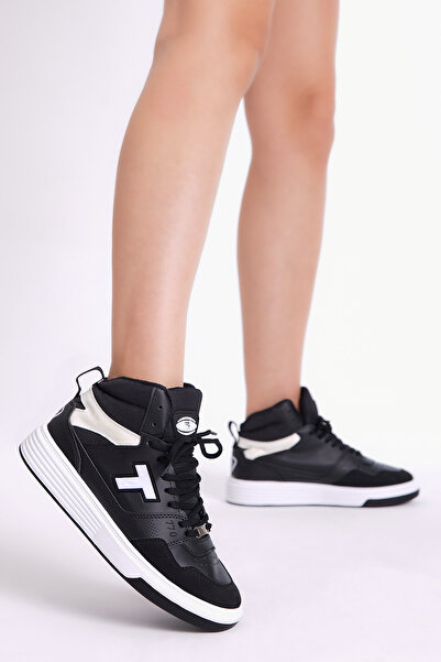 Tonny Black Pantofi sport unisex, negru și alb, confortabili, cu talpă din po...