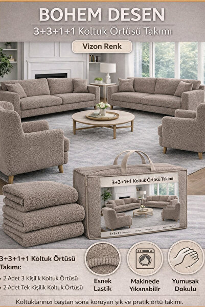 beyvetçe jakarlı bohem kumaş 3.3.1.1 Koltuk Örtüsü Koltuk Kılıfı Takımı Ev Te...