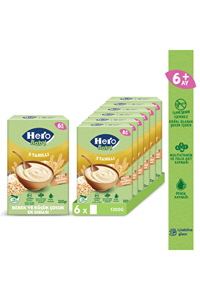 Hero Baby 5 Tahıllı Sütsüz 200g x6 SKT 07.03.26