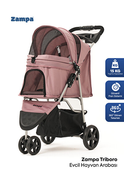 Zampa Triboro Kedi & Köpek Arabası Pembe, 45x80x90cm