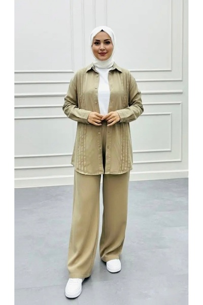 NERA GİYİM طقم قميص وبنطلون من الدنيم باللون الأزرق