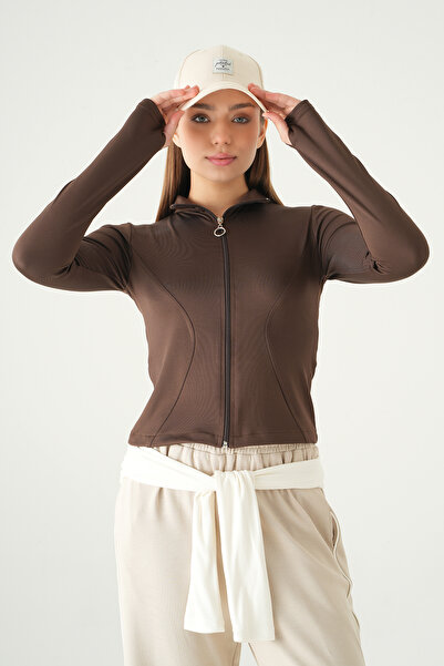 Rays 8327A Zippered Cardigan Brown