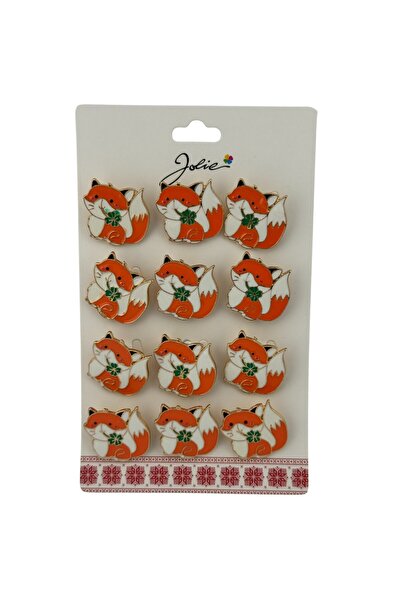 JOLIE Set of 12 Fox Martisor Brooches with Clover