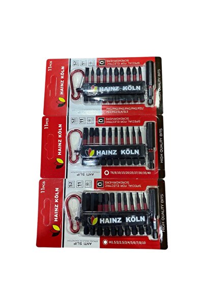 kölner HAINZ KÖLN 33 Parça Mıknatıslı Bits Uç Yıldız Düz Torx Hex S2 Çelik 50...
