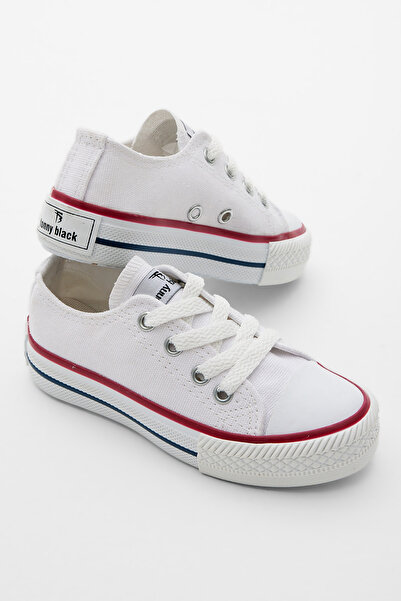 Tonny Black Dječje unisex bijele udobne sportske cipele sa vezicama