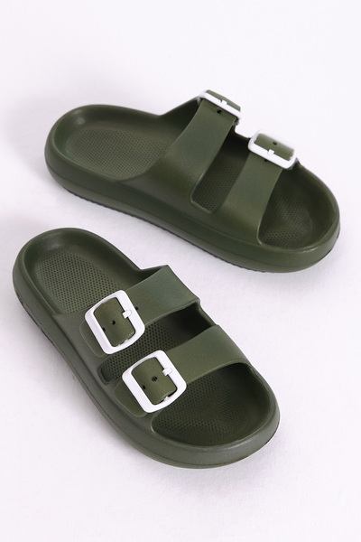 Tonny Black Γυναικείες παντόφλες Eva με άνετη αγκράφα Χακί