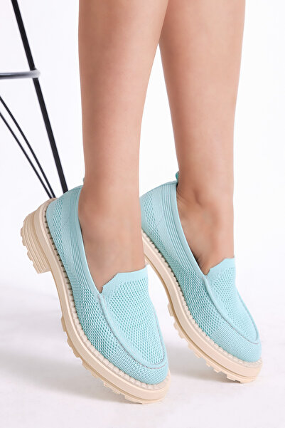 Tonny Black حذاء رياضي نسائي منسوج مريح باللون الفيروزي