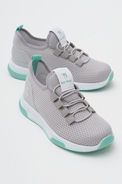 Tonny Black Dětská unisexová šedozelená sportovní obuv s gumovým krajkem poho...