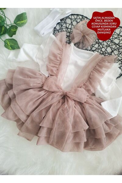 aysskids Alina Kız Bebek Bayramlık Tül Salopet Tütü Prenses Doğumgünü Özelgün...