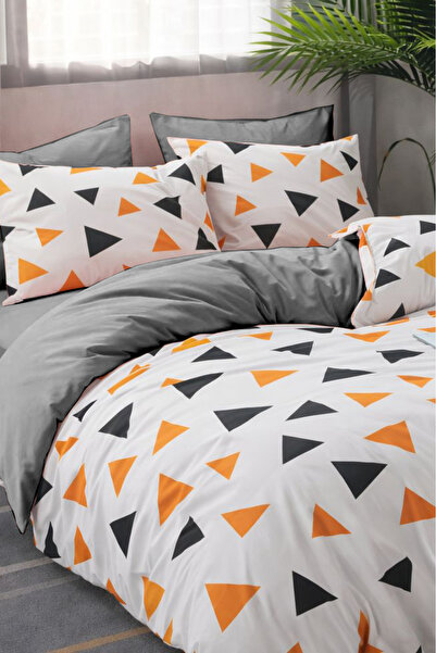 Always طقم غطاء لحاف مطاطي مفرد ذو وجهين من سارايبيان، مثلث أصفر