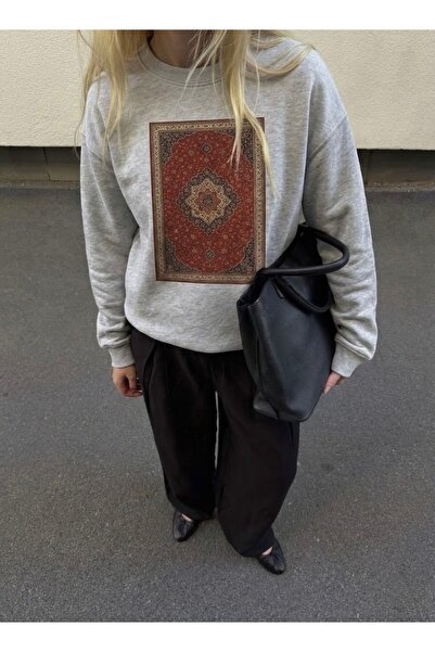 Disante Унисекс суитшърт с широка кройка Oriental Carpet 2 Printed – Bike Nec...