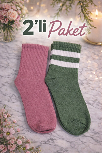 KAŞE ÇORAPLARİ Çizgili Kadın Çorap 2 Li Paket