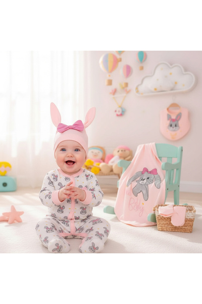 MİLAYS LİFE HOME COLLECTİON طقم بدلة أطفال على شكل أرنب للأعمار من 0-3 أشهر، ...