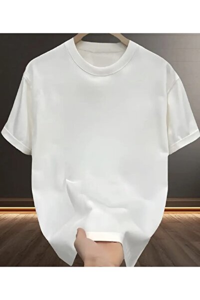 Panda Baskı Tekstil تي شيرت أبيض كبير الحجم غير مطبوع، مريح وأنيق