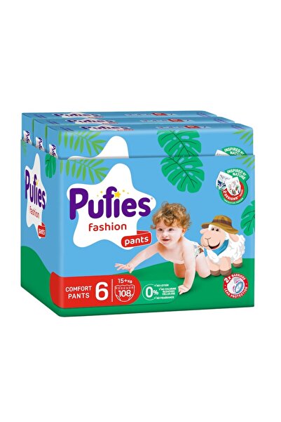 Pufies Fashion & Nature Pull-Up Diapers, Size 6 (15+ kg), 108 pcs (Maxi Pack x3)