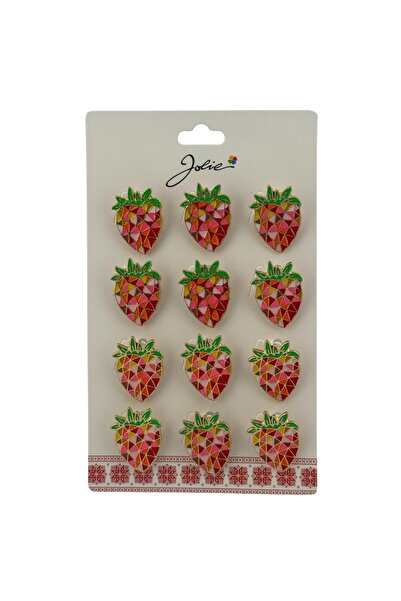 Flippy Set of 12 Strawberry Mosaic Martisor Brooches