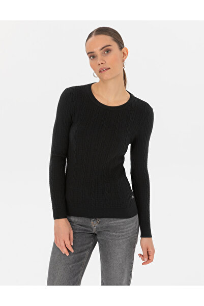 Pierre Cardin Siyah Ex. Slim Fit Örgü Desenli Kazak 50316334-VR046