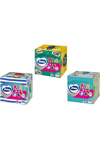 Zewa Șervețele faciale pentru copii, 3 straturi, pachet de 12 (câte 60 buc.)