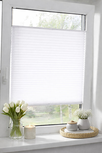 yiteks plise perde Katlanabilir Cam Balkon Plise Perde BEYAZ (İsteğe Bağlı Vi...