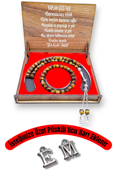 Hanedan Hediyelik Doğal Kaplan Gözü Taşından Oluşan Bileklik Ve Tesbih Seti (...