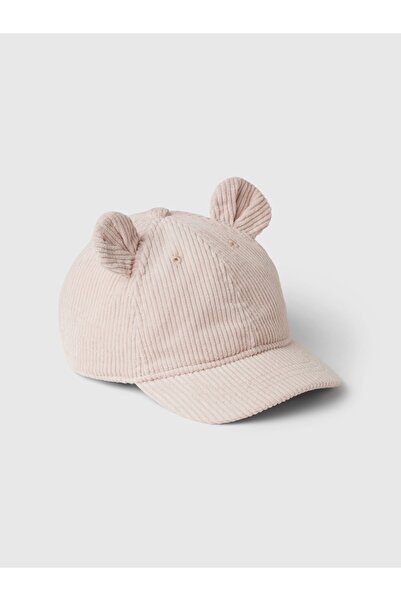 GAP Bebek Pembe Kulak Aplikeli Kadife Beyzbol Şapkası