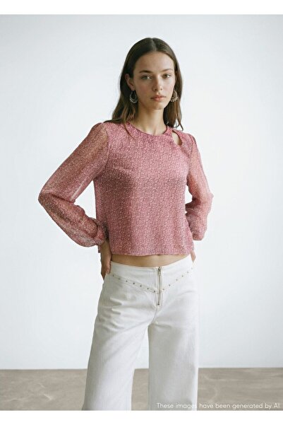 Mango Teen Cut out detaylı desenli bluz