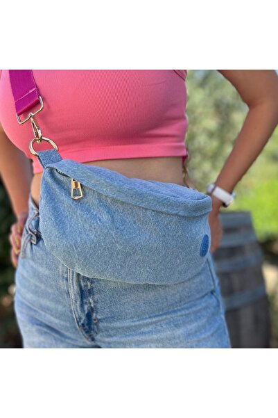 Wagna Denim Berry Bag Fuşya Askılı Çanta