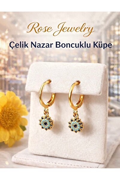Rose Jelwery Nazar boncuklu Çelik küpe