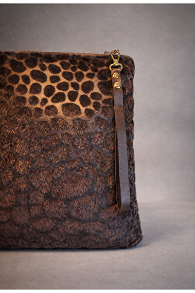 Sade Fashion Kadın Dual Mood Çift Taraflı Clutch Çanta Kadife ve Desenli Tasarım