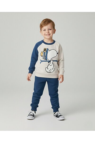 Ege Bebek Boy's Seasonal Snoopy Printed Double Suit 100% Cotton
