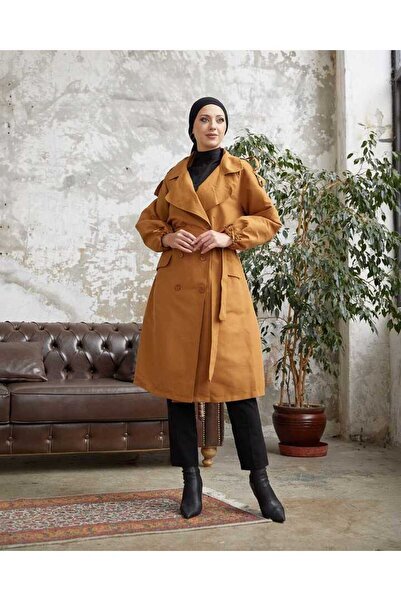 Esre Store Tesettür Trençkot Camel