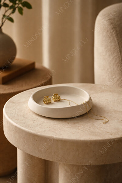 mindsoho Vernikli Dekoratif Asimetrik Tabak, Takı Tabağı, Kase, Sunumluk | 13cm